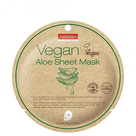 Purederm Vegan Sheet Mask Aloe Maska do twarzy w płachcie z aloesem