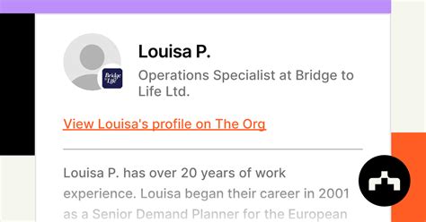 Louisa P Operations Specialist At Bridge To Life Ltd The Org