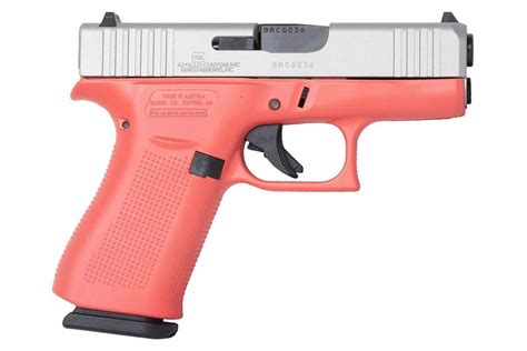 Glock X Mm Pistol With Cerakote Coral Frame And Shimmering Aluminum