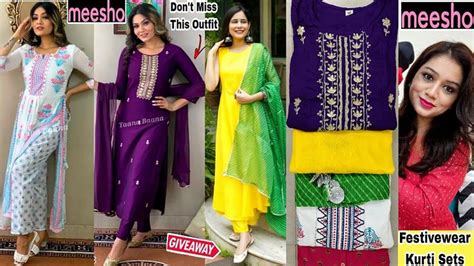 🌻meesho Kurtikurta Set Haul Starting Rs560😀 Festive Kurti Haul