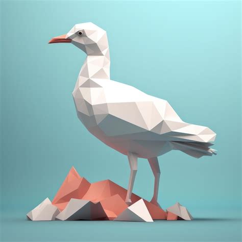 Premium Ai Image Minimalist Origami Seagull Composition