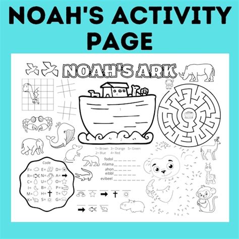 Noah's Ark Activity Sheet Coloring Page for Kids - Etsy