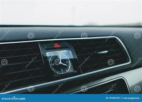 Close Up of a Dashboard and a Car with a Clock Showing 4:00 Stock Image - Image of chrome, clock ...