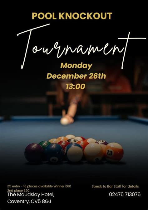 Boxing Day Pool Knockout Tournament The Maudslay Hotel Sizzling Pubs