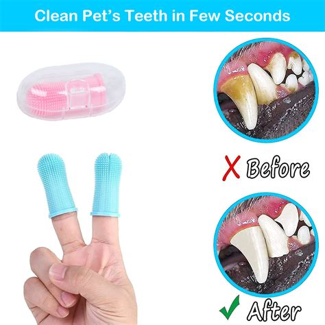 RONY Dog Cat Finger Toothbrush Set - Silicone Finger Toothbrush Kit for ...