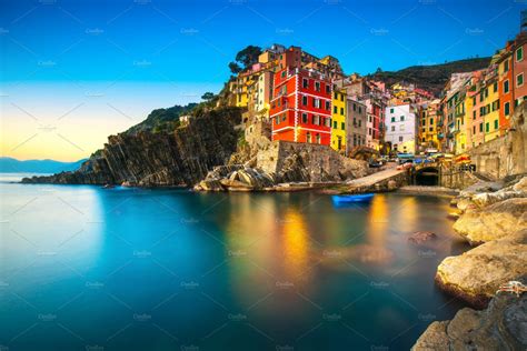 Riomaggiore at sunset cinque terre containing riomaggiore, manarola ...