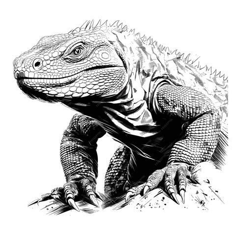 Hand Drawn Sketch Komodo Dragon Illustration Premium Ai Generated Vector