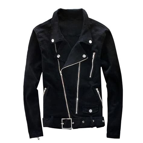 Aborun Biker Veste En Jean Homme Fermeture Glissi Re Multiple Ceinture