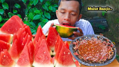 Mukbang Rujak Buah Semangka Sambal Kacang Asmr Youtube