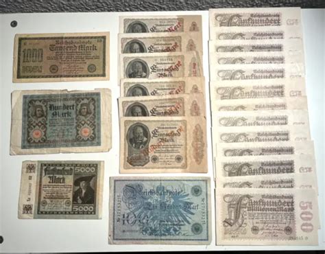 Konvolut Lot Reichsbanknoten Banknote Geldschein Reichsmark Stk Eur