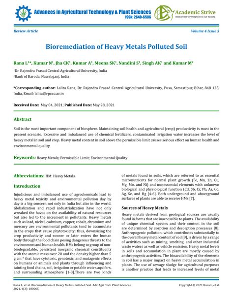 PDF Bioremediation Of Heavy Metals Polluted Soil