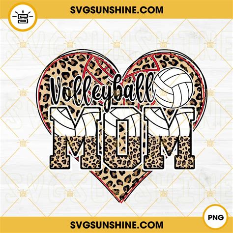 Volleyball Mom Png Leopard Heart Png Sports Mama Png Digital Download