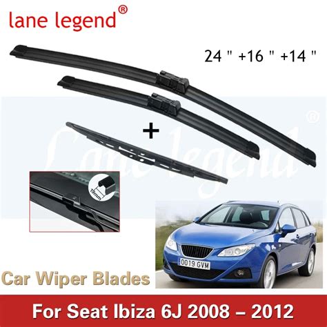 For Seat Ibiza J Car Front Rear Wiper Blades Soft Rubber