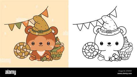 Kawaii Halloween Bear Clipart Multicolored And Black And White Cute