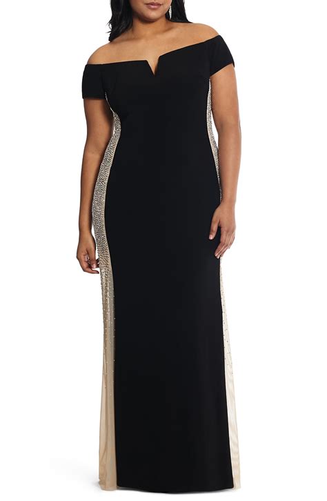 Xscape Caviar Bead Off The Shoulder Gown Plus Size Nordstrom