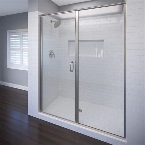 Basco Infinity 46 In X 68 5 8 In Semi Frameless Hinged Shower Door In