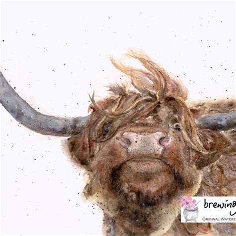 Highland Hippie Cow Painting Giclee Art Print Etsy