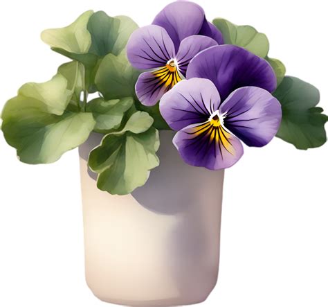 Ai Generated A Vase Of Violets Flower A Watercolor Painting Of A Vase