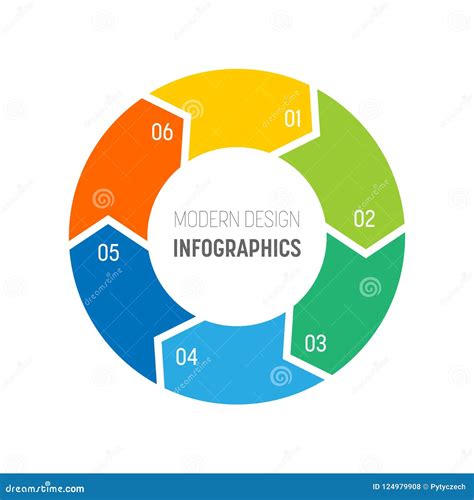 6step Proces Nowożytny Infographic Diagram Wykresu Szablon Cztery