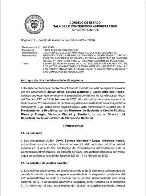 Consejo De Estado Suspende Decreto Por El Cual El Presidente Asum A Las