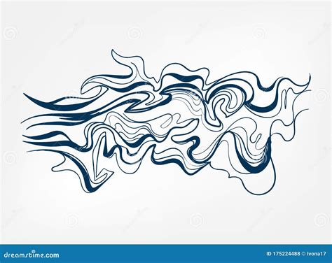 Smoke Line Art Sketch Outline Isolated Design Element Cosmetics Vector ...