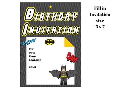 Lego Batman Invitation Magical Printable