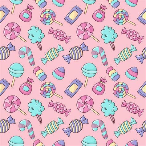 Premium Vector Cute Candy Seamless Pattern Sweets Desserts Isolated