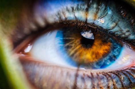 Eye Close Up Human Eye With Large Pupil Macro Generative Ai Stock