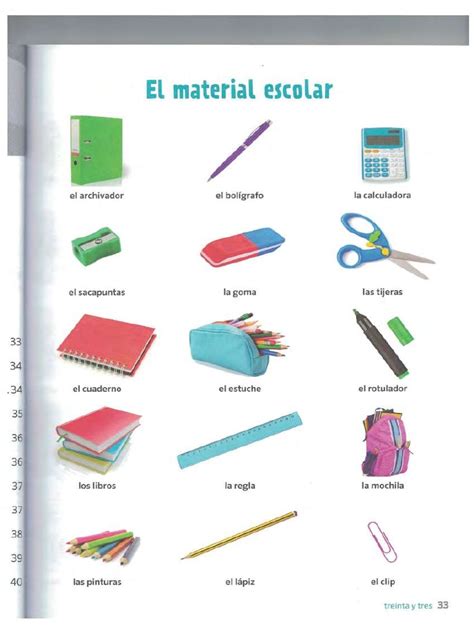 Vocabulario El Material Escolar Pdf