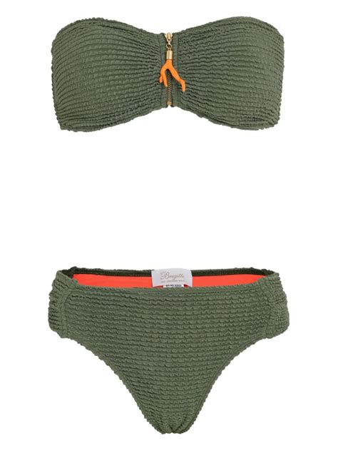 Brigitte Bikini De Tejido Seersucker Verde Farfetch Mx