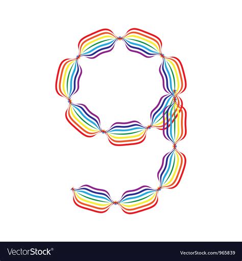 Number 9 made in rainbow colors Royalty Free Vector Image