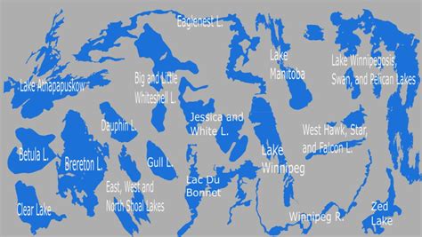 16 Individual Manitoba Lake Maps Silhouette Outline Border Boundary Geography Set Svg Vector