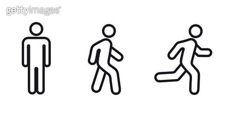 Man Stands Walk And Run Icon Set People Symbol Person Standing