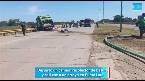 Despistó un camión recolector de basura y casi cae a un arroyo en Punta