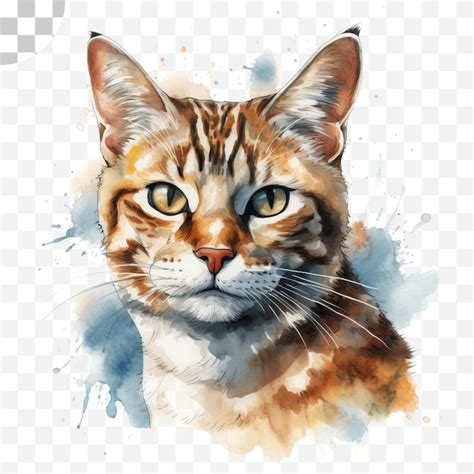 Um gato um olho amarelo é uma pintura em aquarela de um gato PSD