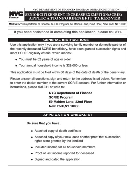 Senior Citizen Rent Increase Exemption Scrie Application For Benefit