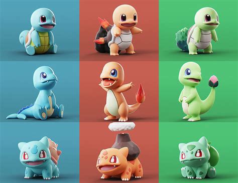 Pokemon All Starters 3D Model Collection CGTrader