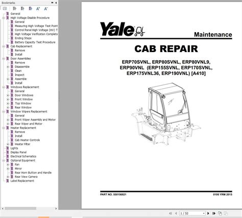 Yale A410 ERP170 190VNL Service Manual PDF