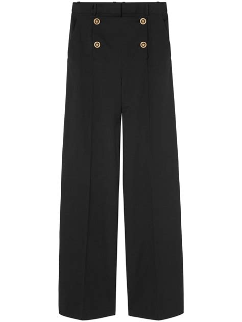 Versace High Waist Wide Leg Trousers Black Farfetch Sa