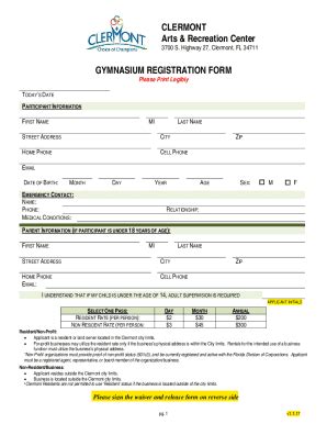 Fillable Online Gymnasium Registration Form Fax Email Print Pdffiller