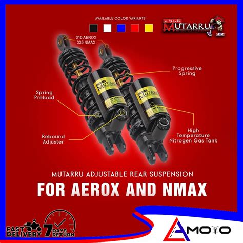 MUTARRU INVERTED REAR SHOCK V2 ADJUSTABLE REBOUND FOR NMAX AEROX V1