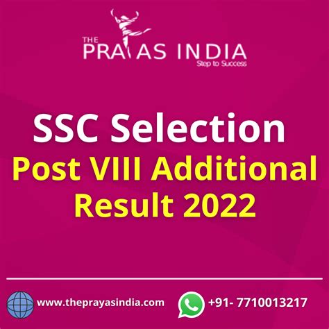 SSC Selection Post VIII Additional Result 2022