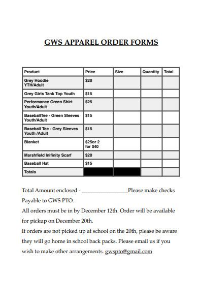 FREE 52+ Apparel Order Forms in PDF | Ms Word | XLS