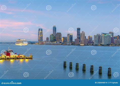 Cityscape of Jersey City Skyline from Manhattan NYC Stock Photo - Image ...