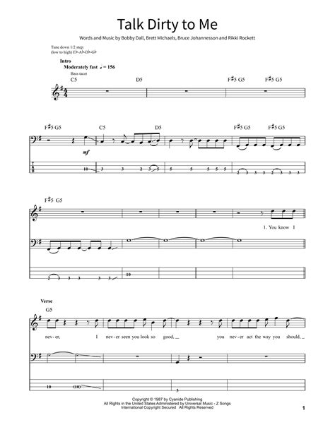 Talk Dirty To Me by Poison Sheet Music for School of Rock – Bass Guitar