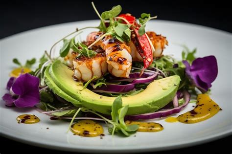 Ensalada De Langosta Con Aguacate Y Cebolla Roja Elegancia Foto Premium