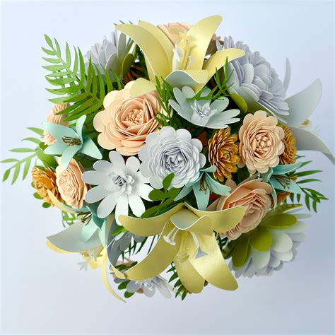 Paper Flower Bouquet Featuring Flowers and Foliage created from the ...