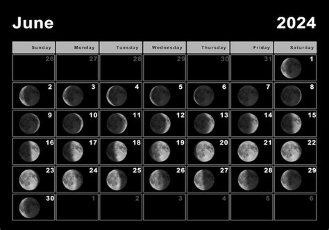 Calendário lunar de junho de 2024 ciclos da lua fases da lua Foto