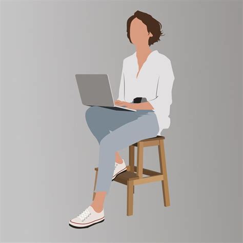 Premium Vector Faceless Portrait Of A Girl With Laptop