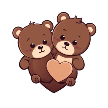 Couple Bears With Heart Sticker Heart Clipart Couple Clipart Sticker